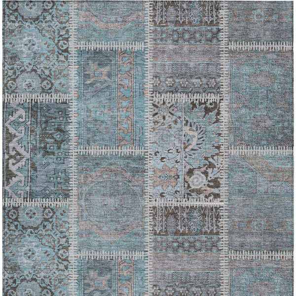 Homeroots 3' Brown And Beige Patchwork Washable Area Rug - Stylish, Durable, And Perfect For Indoor Or Outdoor Use 8' X 10' Polyester 579400