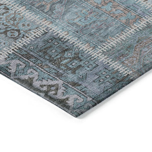HomeRoots 9' Teal Aqua Beige Patchwork Area Rug - Durable, Washable Design for Indoor & Outdoor Spaces 9' X 12' 579401