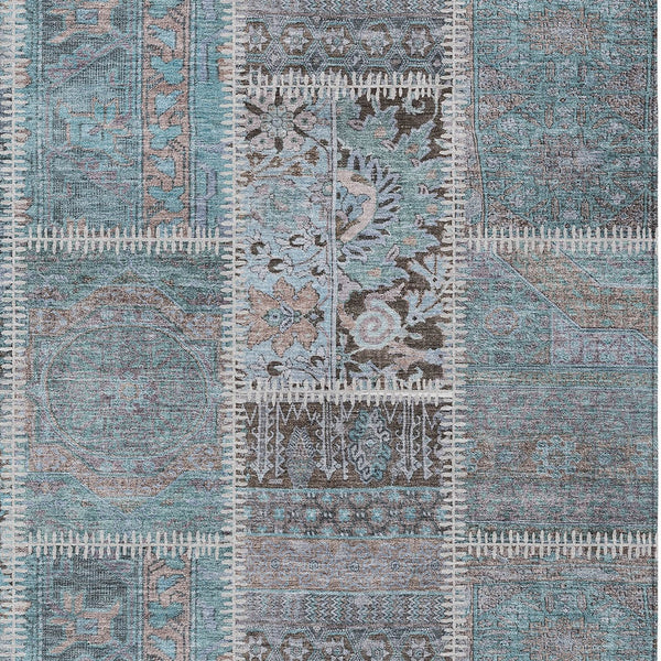 Homeroots 3' Brown And Beige Patchwork Washable Area Rug - Stylish, Durable, And Perfect For Indoor Or Outdoor Use 10' X 14' Polyester 579402