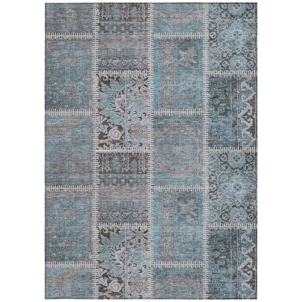 Homeroots 3' Brown And Beige Patchwork Washable Area Rug - Stylish, Durable, And Perfect For Indoor Or Outdoor Use 10' X 14' Polyester 579402