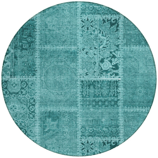 Homeroots 3' Brown And Beige Patchwork Washable Area Rug - Stylish, Durable, And Perfect For Indoor Or Outdoor Use 8' Round Polyester 579405