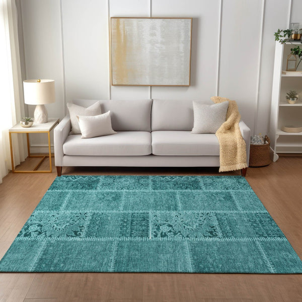 Homeroots 3' Brown And Beige Patchwork Washable Area Rug - Stylish, Durable, And Perfect For Indoor Or Outdoor Use 8' X 10' Polyester 579406