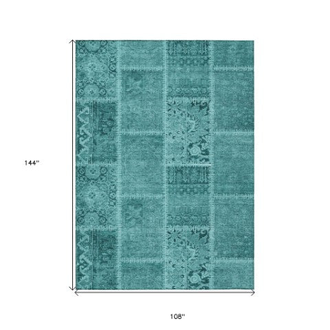 Homeroots 3' Brown And Beige Patchwork Washable Area Rug - Stylish, Durable, And Perfect For Indoor Or Outdoor Use 9' X 12' Polyester 579407