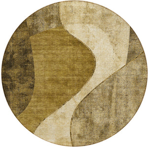 Homeroots 3' Denim Blue And Sky Blue Abstract Washable Area Rug For Indoor And Outdoor Versatile Spaces 8' Round Polyester 579417