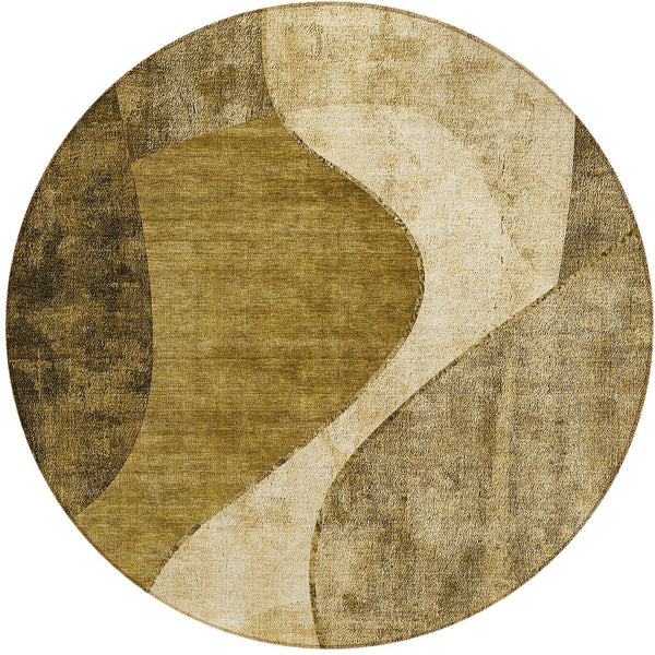 Homeroots 3' Denim Blue And Sky Blue Abstract Washable Area Rug For Indoor And Outdoor Versatile Spaces 8' Round Polyester 579417