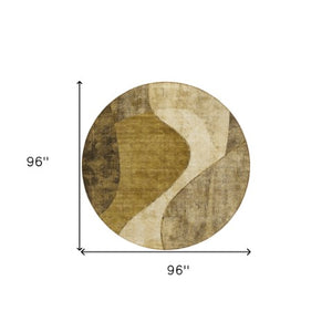 Homeroots 3' Denim Blue And Sky Blue Abstract Washable Area Rug For Indoor And Outdoor Versatile Spaces 8' Round Polyester 579417