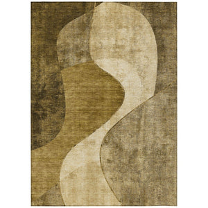 HomeRoots 5' Contemporary Brown Beige Ivory Abstract Area Rug – Durable, Washable, Indoor/Outdoor Versatility 8' X 10' 579418