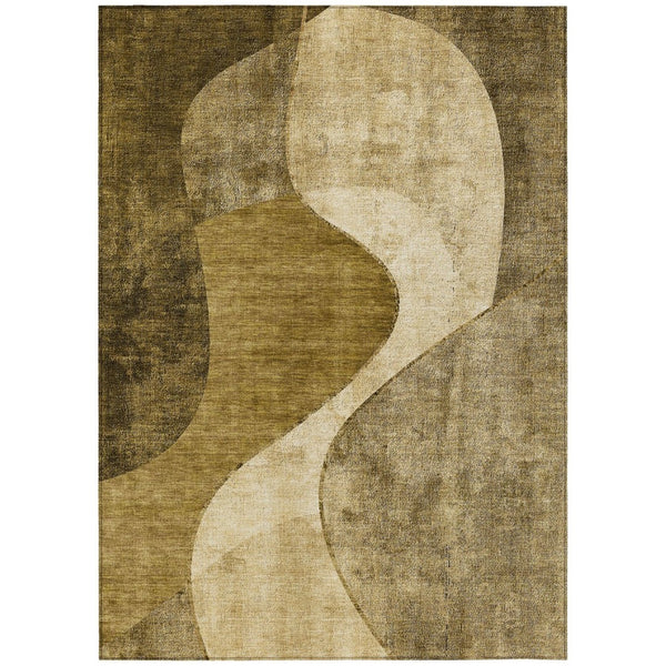 HomeRoots 5' Contemporary Brown Beige Ivory Abstract Area Rug – Durable, Washable, Indoor/Outdoor Versatility 8' X 10' 579418