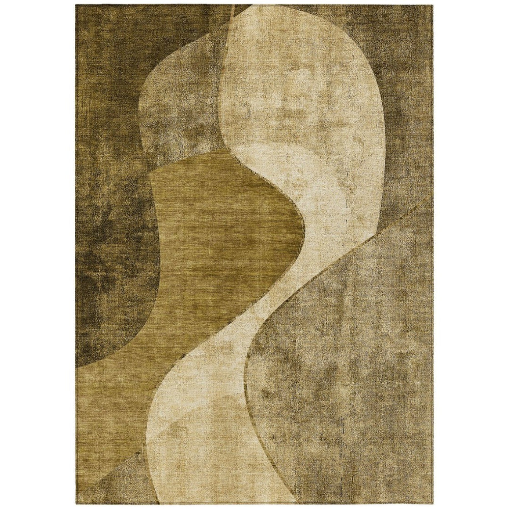 HomeRoots 9' Abstract Area Rug in Brown, Beige, and Ivory – Durable, Washable Design for Indoor & Outdoor Use 9' X 12' 579419