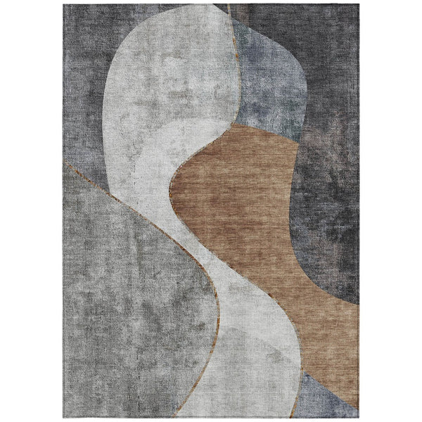 Homeroots 3' Denim Blue And Sky Blue Abstract Washable Area Rug For Indoor And Outdoor Versatile Spaces 3' X 5' Polyester 579421