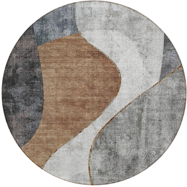 Homeroots 3' Denim Blue And Sky Blue Abstract Washable Area Rug For Indoor And Outdoor Versatile Spaces 8' Round Polyester 579423