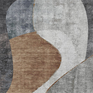 Homeroots 3' Denim Blue And Sky Blue Abstract Washable Area Rug For Indoor And Outdoor Versatile Spaces 8' X 10' Polyester 579424