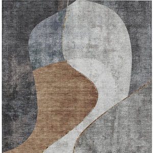 Homeroots 3' Denim Blue And Sky Blue Abstract Washable Area Rug For Indoor And Outdoor Versatile Spaces 9' X 12' Polyester 579425