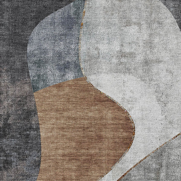 Homeroots 3' Denim Blue And Sky Blue Abstract Washable Area Rug For Indoor And Outdoor Versatile Spaces 9' X 12' Polyester 579425