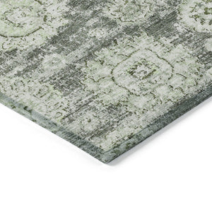 Homeroots 3' Artichoke Green Floral Washable Area Rug - Ideal For Indoor & Outdoor Spaces, Stain Resistant Design 3' X 5' Polyester 579427