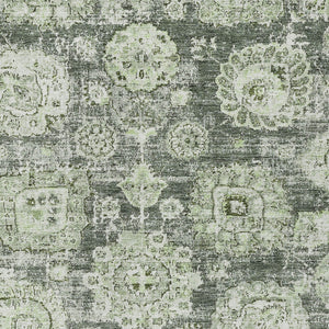 Homeroots 3' Artichoke Green Floral Washable Area Rug - Ideal For Indoor & Outdoor Spaces, Stain Resistant Design 3' X 5' Polyester 579427