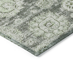 HomeRoots 5' Artichoke Green & Olive Floral Area Rug - Durable, Washable Design for Indoor & Outdoor Spaces 5' X 8' 579428