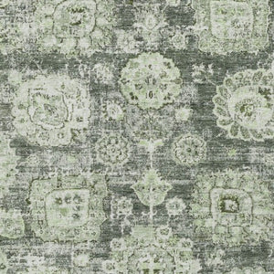 Homeroots 3' Artichoke Green Floral Washable Area Rug - Ideal For Indoor & Outdoor Spaces, Stain Resistant Design 5' X 8' Polyester 579428