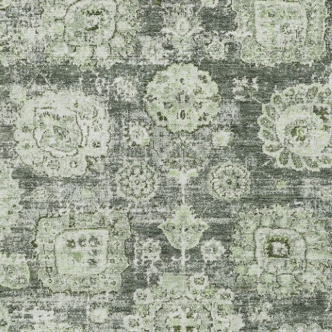 Homeroots 3' Artichoke Green Floral Washable Area Rug - Ideal For Indoor & Outdoor Spaces, Stain Resistant Design 5' X 8' Polyester 579428