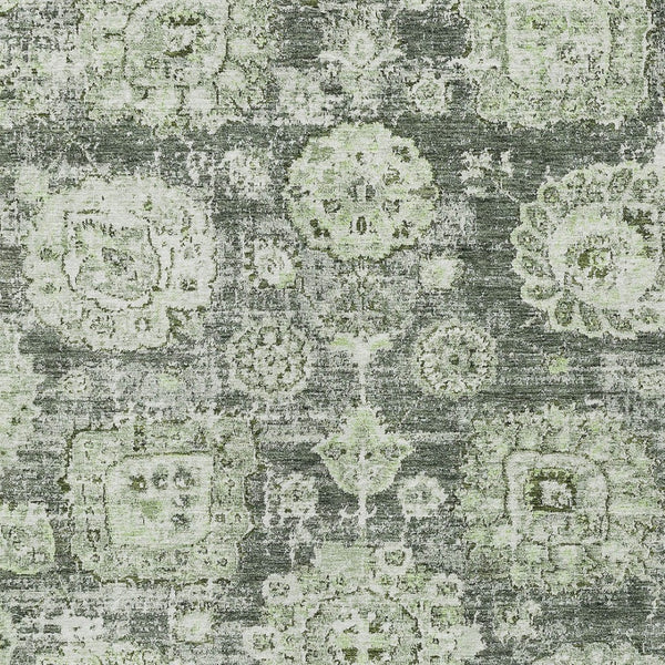 Homeroots 3' Artichoke Green Floral Washable Area Rug - Ideal For Indoor & Outdoor Spaces, Stain Resistant Design 8' X 10' Polyester 579430