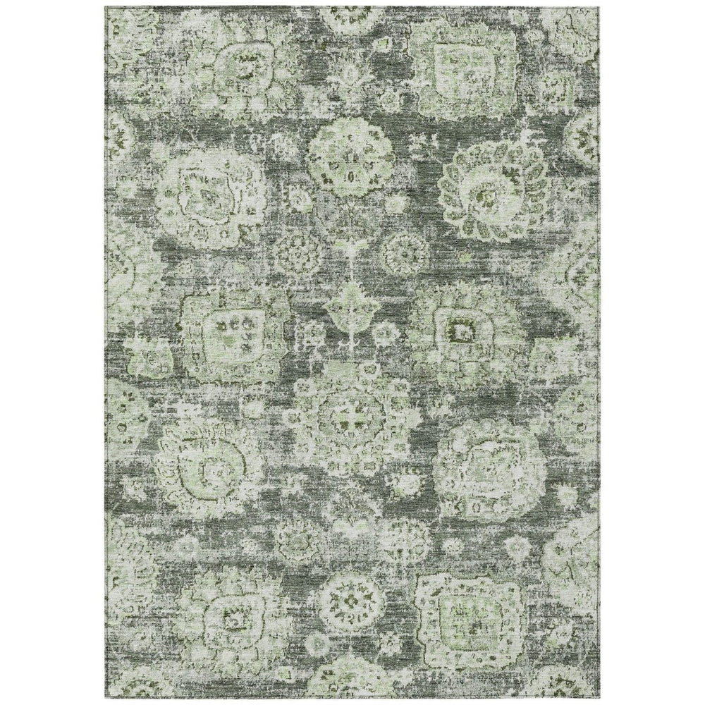 HomeRoots 9' Artichoke Green Floral Area Rug - Durable, Washable, Indoor/Outdoor Design for High-Traffic Spaces 9' X 12' 579431