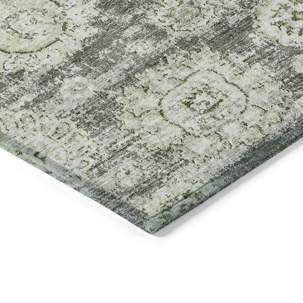 Homeroots 3' Artichoke Green Floral Washable Area Rug - Ideal For Indoor & Outdoor Spaces, Stain Resistant Design 9' X 12' Polyester 579431