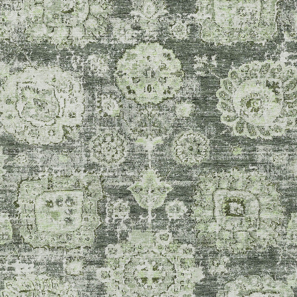 Homeroots 3' Artichoke Green Floral Washable Area Rug - Ideal For Indoor & Outdoor Spaces, Stain Resistant Design 9' X 12' Polyester 579431