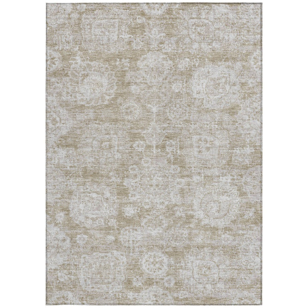 Homeroots 3' Artichoke Green Floral Washable Area Rug - Ideal For Indoor & Outdoor Spaces, Stain Resistant Design 3' X 5' Polyester 579433