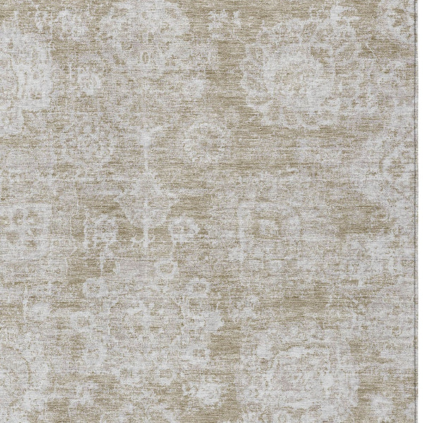 Homeroots 3' Artichoke Green Floral Washable Area Rug - Ideal For Indoor & Outdoor Spaces, Stain Resistant Design 5' X 8' Polyester 579434