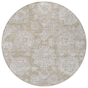 Homeroots 3' Artichoke Green Floral Washable Area Rug - Ideal For Indoor & Outdoor Spaces, Stain Resistant Design 8' Round Polyester 579435