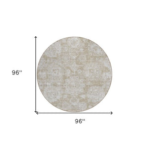 Homeroots 3' Artichoke Green Floral Washable Area Rug - Ideal For Indoor & Outdoor Spaces, Stain Resistant Design 8' Round Polyester 579435