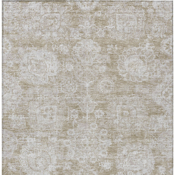 Homeroots 3' Artichoke Green Floral Washable Area Rug - Ideal For Indoor & Outdoor Spaces, Stain Resistant Design 8' X 10' Polyester 579436