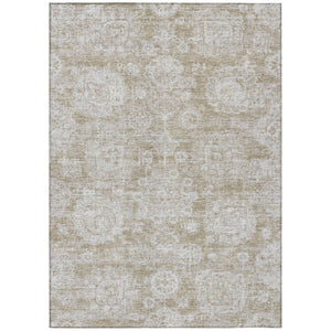 HomeRoots 5' Timeless Beige Tan and Gray Floral Washable Area Rug for Indoor and Outdoor Spaces, Durable Design 10' X 14' 579438