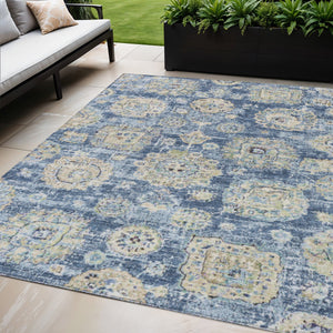 Homeroots 3' Artichoke Green Floral Washable Area Rug - Ideal For Indoor & Outdoor Spaces, Stain Resistant Design 5' X 8' Polyester 579440