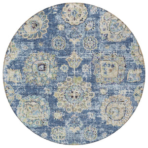 Homeroots 3' Artichoke Green Floral Washable Area Rug - Ideal For Indoor & Outdoor Spaces, Stain Resistant Design 8' Round Polyester 579441