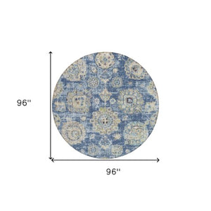 Homeroots 3' Artichoke Green Floral Washable Area Rug - Ideal For Indoor & Outdoor Spaces, Stain Resistant Design 8' Round Polyester 579441