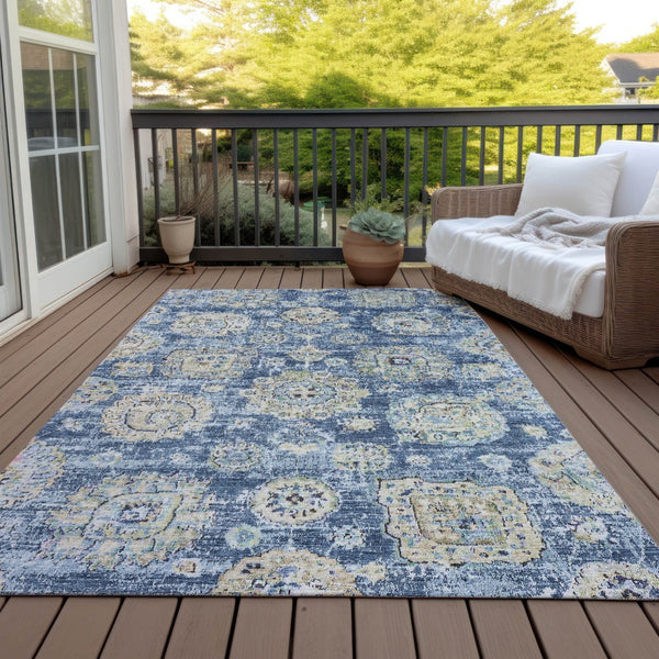 Homeroots 3' Artichoke Green Floral Washable Area Rug - Ideal For Indoor & Outdoor Spaces, Stain Resistant Design 8' X 10' Polyester 579442