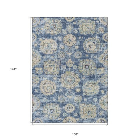 Homeroots 3' Artichoke Green Floral Washable Area Rug - Ideal For Indoor & Outdoor Spaces, Stain Resistant Design 9' X 12' Polyester 579443