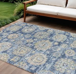 Homeroots 3' Artichoke Green Floral Washable Area Rug - Ideal For Indoor & Outdoor Spaces, Stain Resistant Design 9' X 12' Polyester 579443