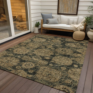 Homeroots 3' Artichoke Green Floral Washable Area Rug - Ideal For Indoor & Outdoor Spaces, Stain Resistant Design 3' X 5' Polyester 579445