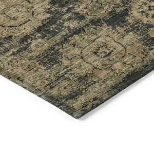 Homeroots 3' Artichoke Green Floral Washable Area Rug - Ideal For Indoor & Outdoor Spaces, Stain Resistant Design 5' X 8' Polyester 579446