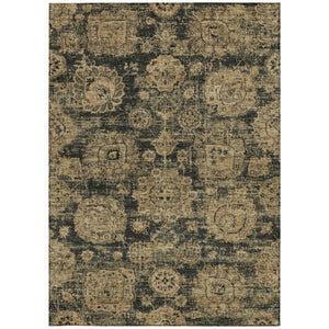 Homeroots 3' Artichoke Green Floral Washable Area Rug - Ideal For Indoor & Outdoor Spaces, Stain Resistant Design 5' X 8' Polyester 579446