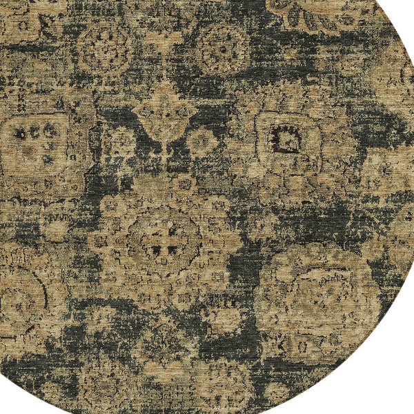 Homeroots 3' Artichoke Green Floral Washable Area Rug - Ideal For Indoor & Outdoor Spaces, Stain Resistant Design 8' Round Polyester 579447