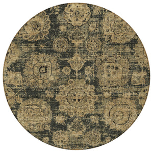 Homeroots 3' Artichoke Green Floral Washable Area Rug - Ideal For Indoor & Outdoor Spaces, Stain Resistant Design 8' Round Polyester 579447