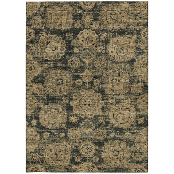 Homeroots 3' Artichoke Green Floral Washable Area Rug - Ideal For Indoor & Outdoor Spaces, Stain Resistant Design 9' X 12' Polyester 579449