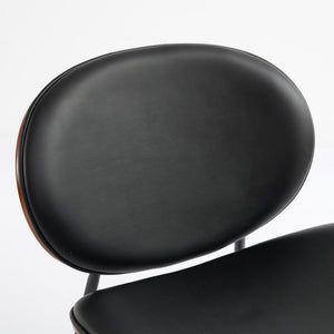 English Elm Mid-Century Shell Chair with Wood Grain Veneer, Curved Wide Seat, Metal-Wood Frame Holds 330+ lbs Black W1143P214250