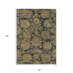Homeroots 3' Artichoke Green Floral Washable Area Rug - Ideal For Indoor & Outdoor Spaces, Stain Resistant Design 10' X 14' Polyester 579450