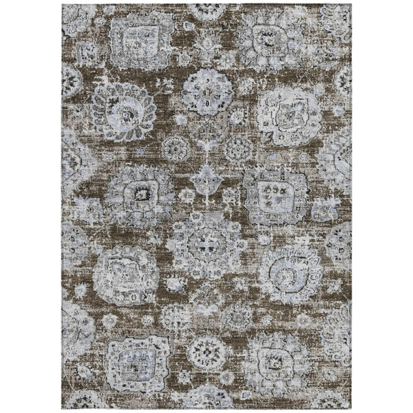 Homeroots 3' Artichoke Green Floral Washable Area Rug - Ideal For Indoor & Outdoor Spaces, Stain Resistant Design 5' X 8' Polyester 579452