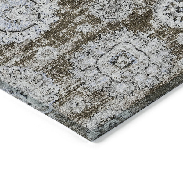 Homeroots 3' Artichoke Green Floral Washable Area Rug - Ideal For Indoor & Outdoor Spaces, Stain Resistant Design 5' X 8' Polyester 579452