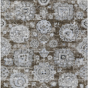 Homeroots 3' Artichoke Green Floral Washable Area Rug - Ideal For Indoor & Outdoor Spaces, Stain Resistant Design 5' X 8' Polyester 579452